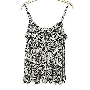 Torrid Tiered Ruffle Babydoll Tank Top 3X Tropical Floral Print Slub Jersey Knit